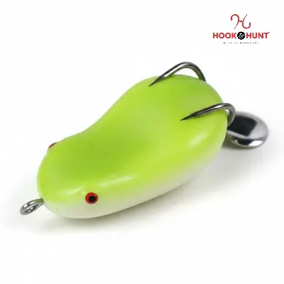 Picture of Hook & Hunt Simulated Frog Spinner Lure (8 grams) – Glow Soft Frog Bait for Bass & Mandarin Fish Sea Fishing (Yellow+Green)