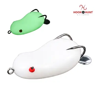 Picture of Hook & Hunt Simulated Frog Spinner Lure (8 grams) – Glow Soft Frog Bait for Bass & Mandarin Fish Sea Fishing (White)