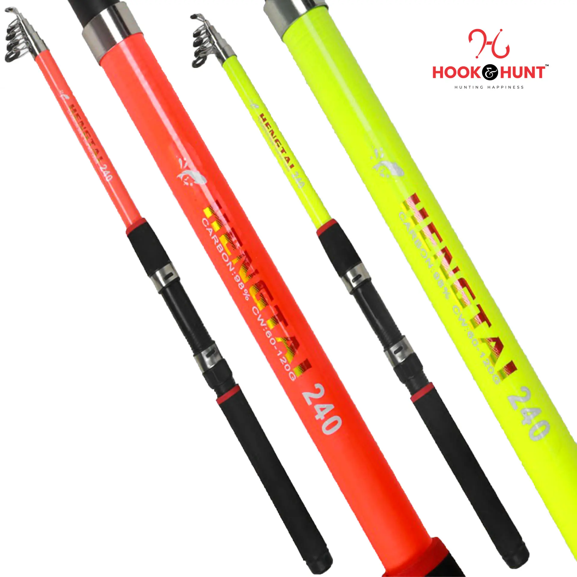 Picture of 270 cm Hook & Hunt Super Hard Fiberglass Sea Fishing Rod  – Telescopic Casting Rod for Ocean Beach & Long Distance Fishing (270 cm)