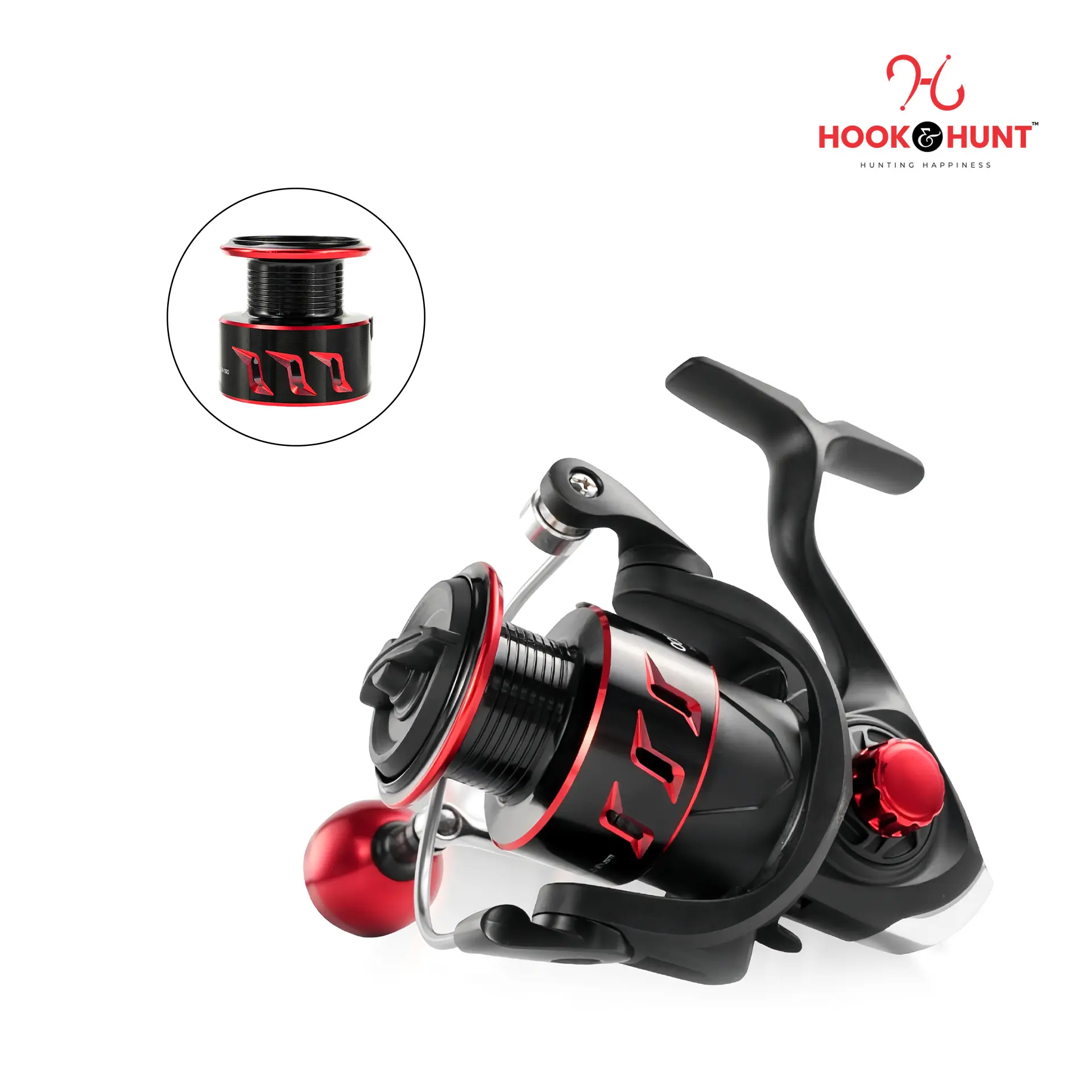Picture of 3000 Series Hook & Hunt Carved Round Handle Reel All-Metal Spinning Fishing Reel – Heavy Duty Sea, River & Anchor Fishing Reel (Model - 3000)