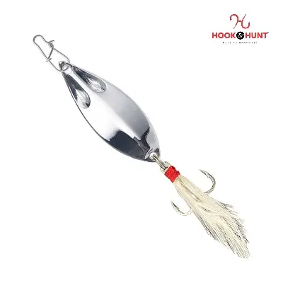 Picture of Hook & Hunt Zinc Alloy Spinner Lure 10gm / 15gm / 20gm – Long Cast Monster Spinner Hard Bait with Treble Hook & Feather (এনংকর সহ -  ১০ গ্রাম)