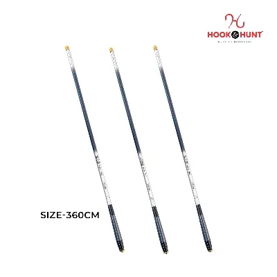 Picture of Hook & Hunt Ultra-Light Super Hard Carbon Stream Fishing Rod (300 – 540 cm) – Short Section 37-Action Hand Rod for Crucian Carp & Stream Fishing (কালো- 360cm)