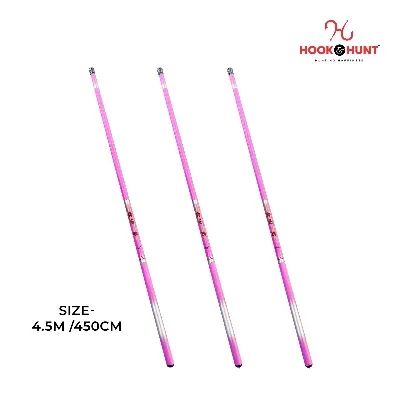 Picture of Multiple Colour (300 – 450 cm) Hook & Hunt Carbon Short Section Stream Fishing Rod – Ultra Light Soft Tone Hand Rod for River & Stream Fishing (গোলাপী-  450cm)