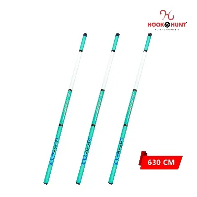 Picture of Sky Blue Colour Hook & Hunt Fiberglass Stream Fishing Rod (180 cm - 720 cm) - Super Hard Lightweight Short Section Hand Rod (630 cm)