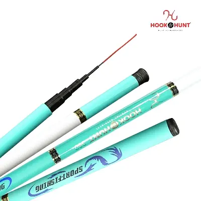 Picture of 360 cm Multiple Colour Fiberglass Stream Fishing Rod - Hook & Hunt Super Hard Lightweight Short Section Hand Rod (৩৬০ সেমি - আকাশী)