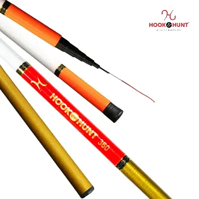 Picture of 360 cm Multiple Colour Fiberglass Stream Fishing Rod - Hook & Hunt Super Hard Lightweight Short Section Hand Rod (৩৬০ সেমি - কমলা)