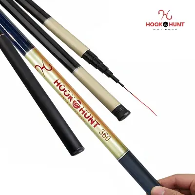 Picture of 720 cm Multiple Colour Fiberglass Stream Fishing Rod - Hook & Hunt Super Hard Lightweight Short Section Hand Rod (৭২০ সেমি - সোনালী)