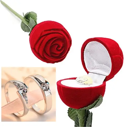 Picture of Heart-Shaped Red Box with Teddy and Roses Valentine Day Best Love Gift for Girlfriend -Red-Color - Red