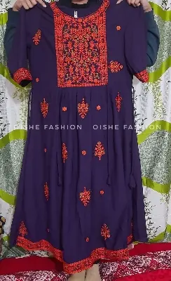 Picture of long Embroidery Design 1 Pieces Gown For Girls - Multicolor