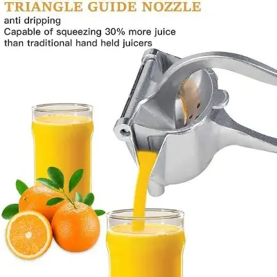 Picture of Manual Fruit Press Juicer, Heavy Duty Single Press Lemon Squeezer Premium Quality Metal Aluminum Alloy Hand Juicer Fruit Squeezer for Lemon, Orange, Grape - Silver