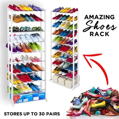 Picture of Amazing 10 Tier Shoe Rack - Stores Up To 30 Pairs Shoes - Multicolor