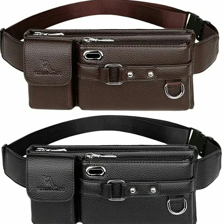 Picture of Indispensable -Louiswill Fashion Men Crossbody Bag Waist Bag Waist Pouch Men's Leather Belt Wallet Sling Bag Waterproof Chest Bag- Innovative