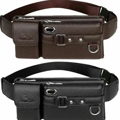 Picture of Indispensable -Louiswill Fashion Men Crossbody Bag Waist Bag Waist Pouch Men's Leather Belt Wallet Sling Bag Waterproof Chest Bag- Innovative