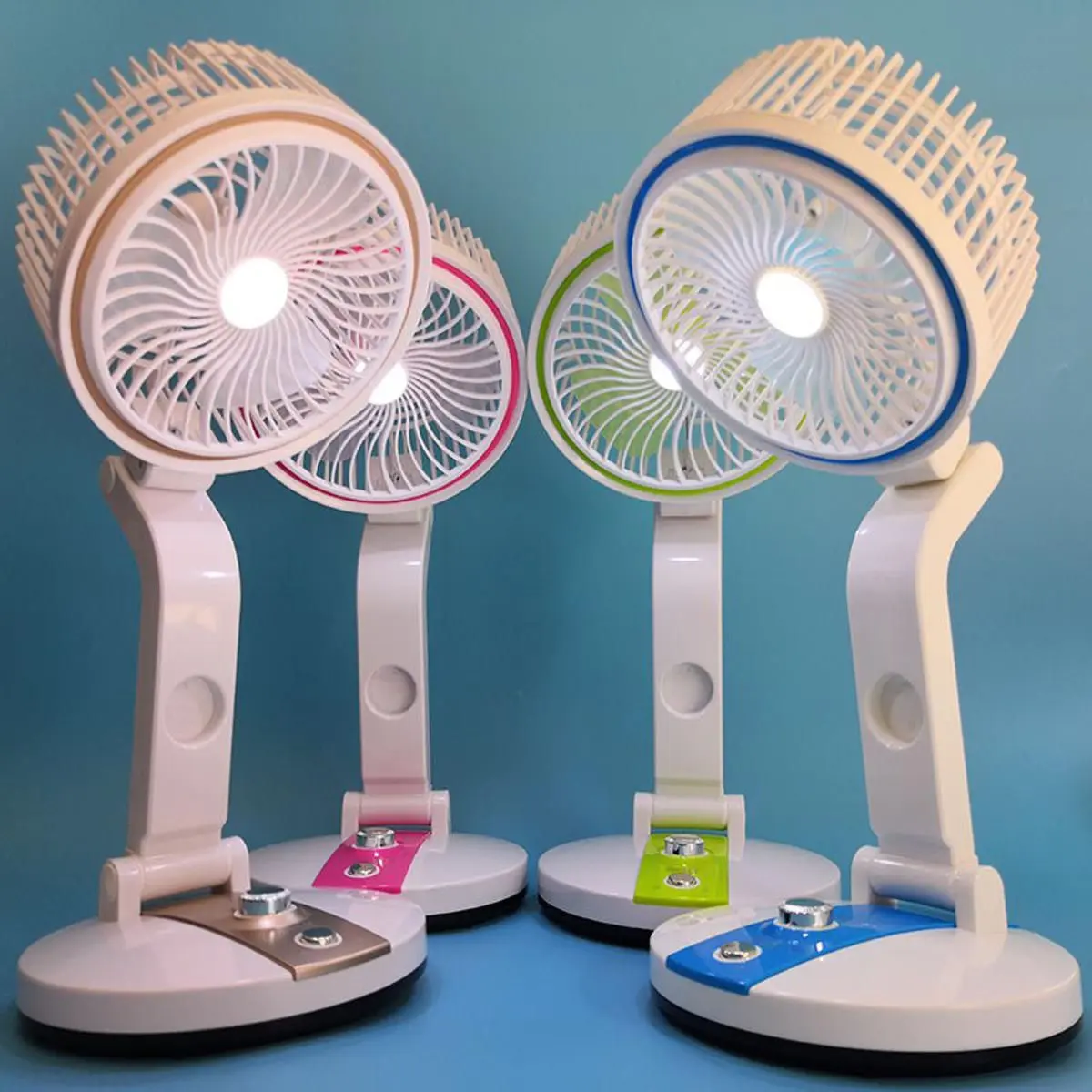 Picture of New Portable USB Rechargeable LR Fan With Light - Multicolor