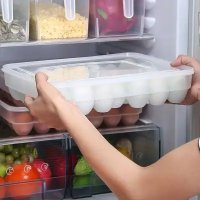 Picture of 34 Eggs Holder Storage Box Picnic Kitchen Refrigerator Fresh-keeping Container - CLEAR