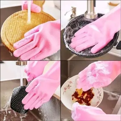 Picture of 2 Piece Silicon Dish Washing Hand Gloves For Kitchen - Not Specified