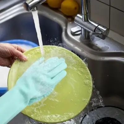 Picture of 2 Piece Silicon Dish Washing Hand Gloves For Kitchen - Not Specified