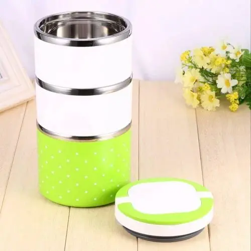 Picture of THREE LAYER HIGH QUALITY STAINLESS STEEL LUNCH BOX 1230 ML. -Multicolor