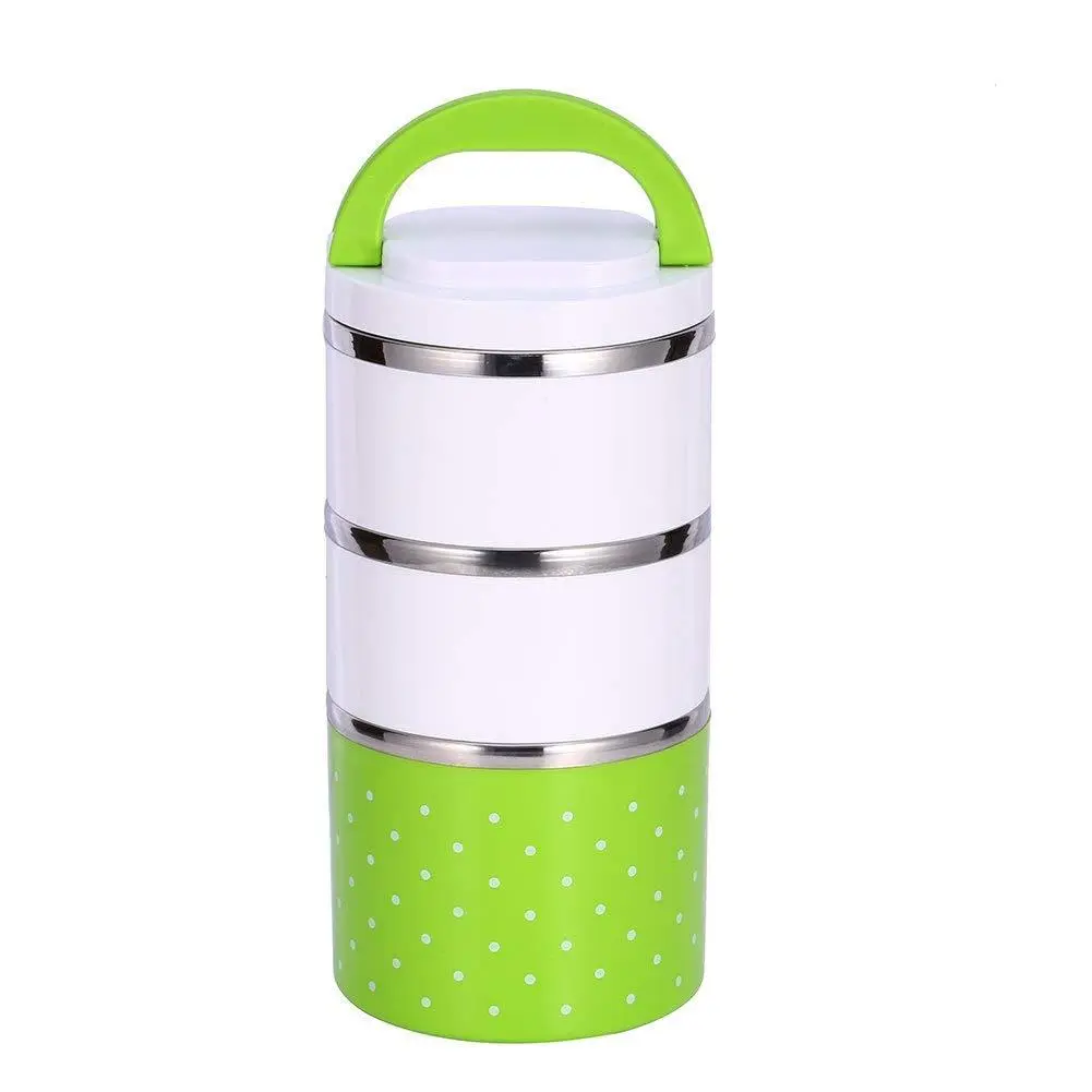 Picture of THREE LAYER HIGH QUALITY STAINLESS STEEL LUNCH BOX 1230 ML. -Multicolor