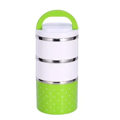Picture of THREE LAYER HIGH QUALITY STAINLESS STEEL LUNCH BOX 1230 ML. -Multicolor