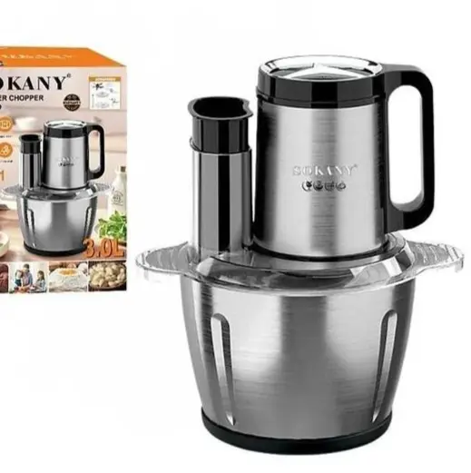 Picture of SOKANY 6 IN 1 ELECTRIC STAINLESS STEEL CHOPPER AND BLENDER. -Silver