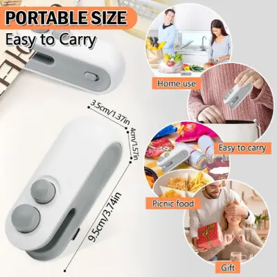 Picture of Rechargeable Mini Bag Sealer, 2-In-1 Heat Sealer with Cutter for Chip Bags, Portable Resealer Machine for Plastic Bags Replacement Spare Parts - New Canvas -Multicolor