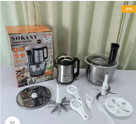 Picture of Sokany 6 in 1 Wonder Chopper. blander, Multi-functional 800w 3L 3 Speeds Control 6 in 1 Electric Food Processor Meat Grinder, salad maker