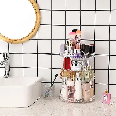 Picture of Cosmetics Organizer 360 Degree Diamond Rotatable Cosmetics Storage Box - Dhaka Shopping Zone -Multicolor