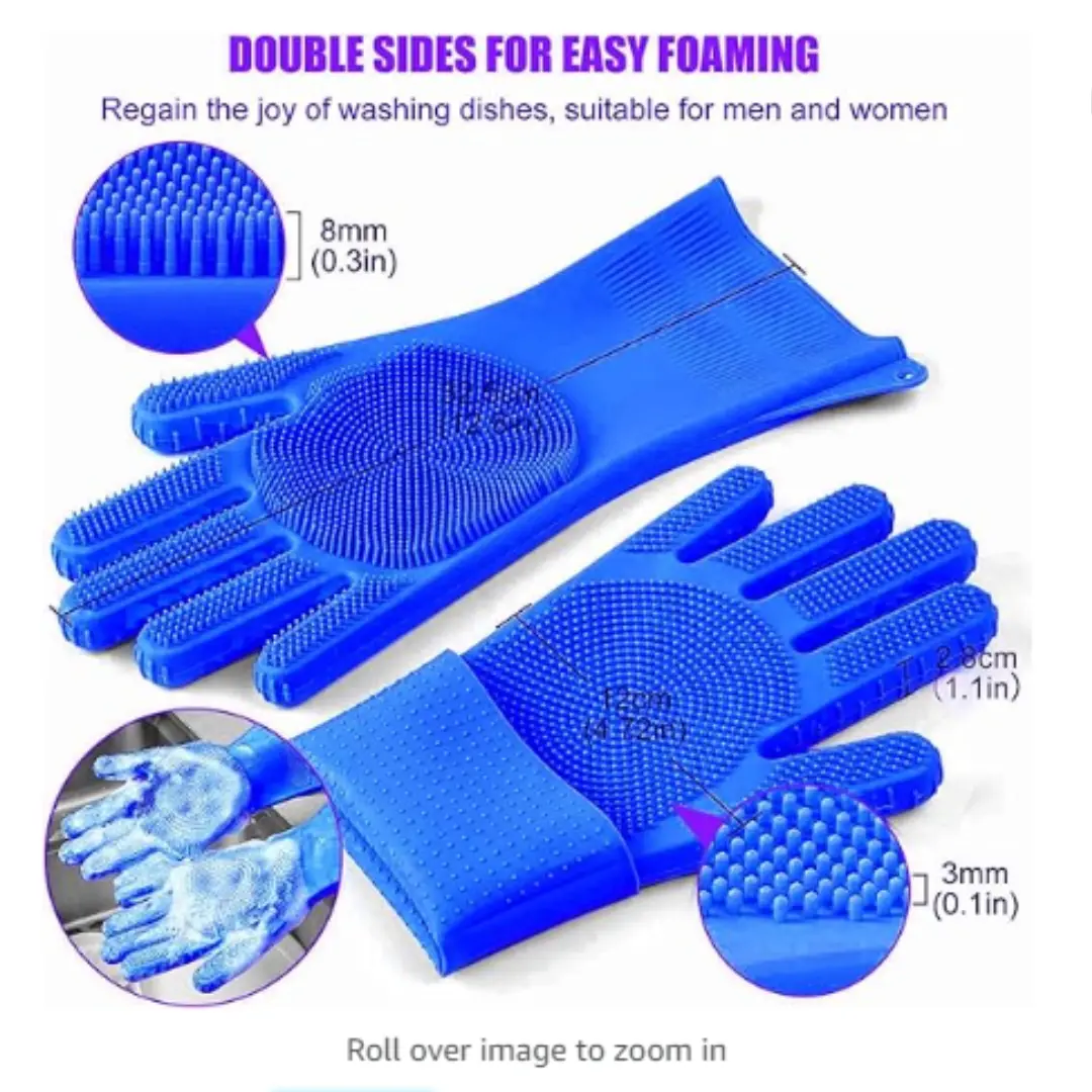 Picture of Silicone Dish Washing Kitchen Hand Gloves 2pcs -  Dhaka Shopping Zone -Multicolor
