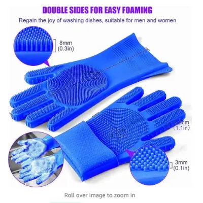 Picture of Silicone Dish Washing Kitchen Hand Gloves 2pcs -  Dhaka Shopping Zone -Multicolor