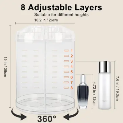 Picture of 360 Degree Rotation Transparent Acrylic Cosmetics Storage Box Fashion Spin Multi-function Detachable Makeup Beauty Organizer - Dhaka Shopping Zone -Multicolor