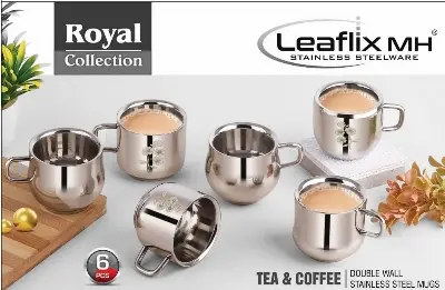 Picture of Double Wall Stainless Steel Tea and Coffee Cups Set-6pcs -Silver