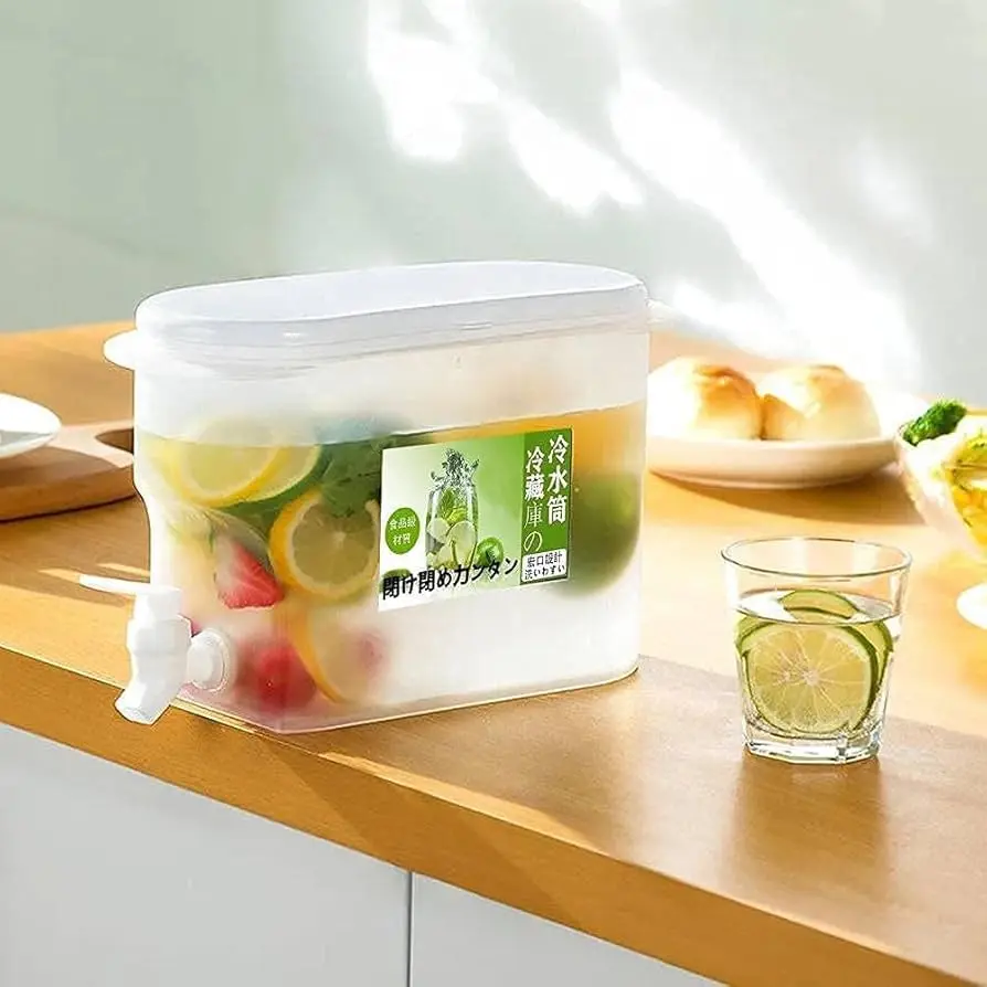 Picture of Drinks Dispenser with Tap, Water Dispenser for Refrigerator, Water Dispenser for Fridge with Tap and Filter, Cold Drink Container, Fridge Kettle for Parties, Daily Use