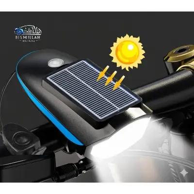 Picture of Bicycle solar charging horn headlight - XPG high lumen long-range light - outdoor cycling light three-in-one headlight
