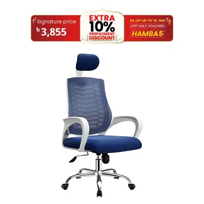 Picture of Furniture Plus (FP-M-27-Ss)Executive Office Chair White Body  [V-MESH] with Headrest good quality