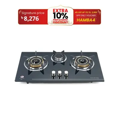 Picture of RFL Built In Glass Hob Iris 3 Burner (Line Gas)
