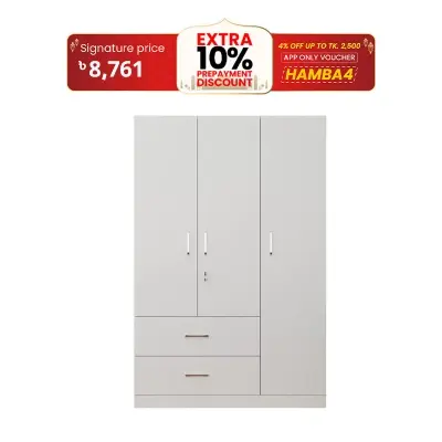Picture of Timber Furniture Timber Furniture 3 Door Almira with Locker Drawer and Cloth storage shelf  Almari/Wardrobe 72/48
