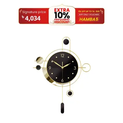 Picture of Wall Clock Silent Gold Round Wall Clock Wall Art Wall Clock Living Room Home Decoration Wall Clock Room Decoration (D As show)