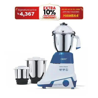 Picture of Orpat Kitchen Platinum 1200-Watt Mixer Grinder & Blender, a powerful all-in-one appliance for efficient blending, grinding, and mixing