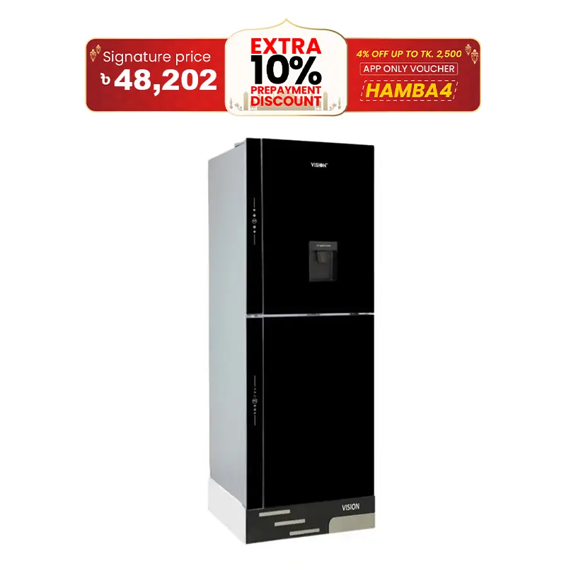 Picture of VISION Glass Door Refrigerator RE-330 Liter Water Dispensar Black Bottom Mount