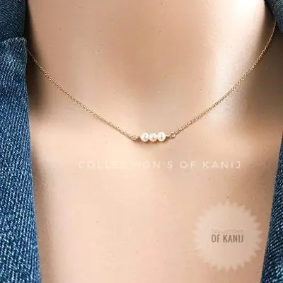 Picture of Exclusive Stylish White Pearl Chain Necklace  For Women