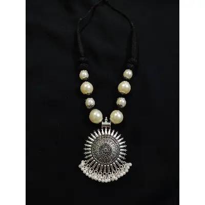 Picture of Exclusive Black And Silver Uncommon Antique Neckpiece For Women