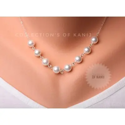 Picture of Silver Pearl Necklace For Women
