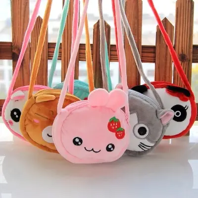 Picture of Lovely Animal Coin Body Kid Cat Purse Bags Baby Cartoon Cute Kindergarten Fluffy Messenger Panda Plush Children Rabbit Bag - Bag