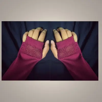 Picture of Maroon Colour Fingerless Hand Sleeve For Women And Girls-1 Pair