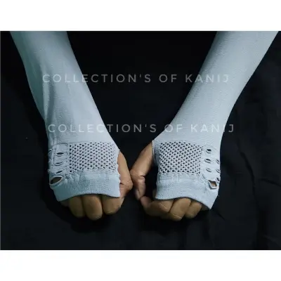 Picture of Ash Colour Fingerless Hand Sleeve For Women And Girls-1 Pair