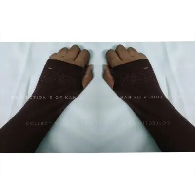 Picture of Chocolate Colour Fingerless Hand Sleeve For Women And Girls-1 Pair