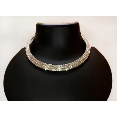 Picture of Three Layer Elegents Stone Chokers Set With Earrings