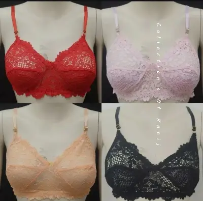 Picture of Stylish Shameless Lace Net Bra Lightweight and Comfortable Lace Bra - 4 Piece