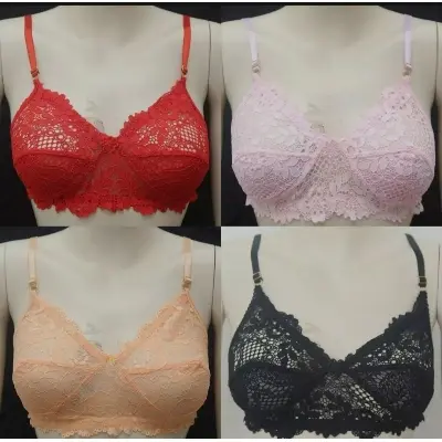 Picture of Stylish Shameless Lace Net Bra Lightweight and Comfortable Lace Bra - 4 Piece
